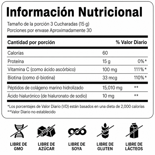 Cevitol - Péptidos de Colágeno Marino - Colágeno Hidrolizado Ultrafino en Polvo para Mujeres y Hombres con Ácido Hialurónico, Biotina y Vitamina C para la Piel, el Cabello, las Uñas y las Articulaciones - Sin Sabor de Fácil Disolución | 454 Gr