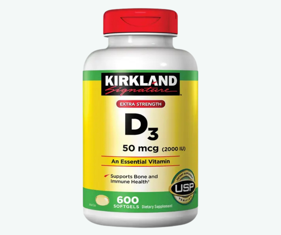 Vitamina D3 50 mcg (2000 IU) – Apoyo para Huesos, Sistema Inmunológico y Bienestar General | Kirkland