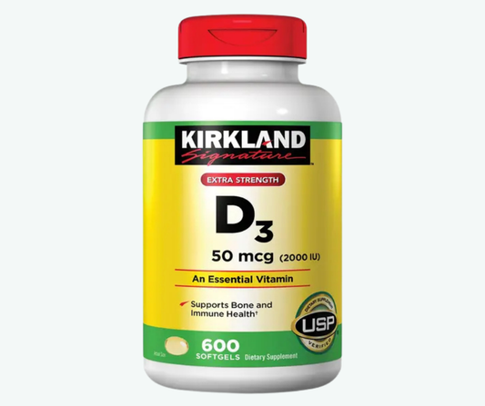 Vitamina D3 50 mcg (2000 IU) – Apoyo para Huesos, Sistema Inmunológico y Bienestar General | Kirkland