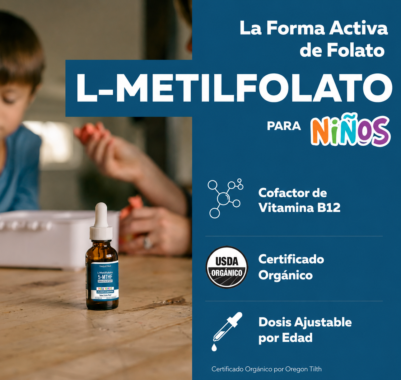 Triquetra - 5-MTHF Plus Methyl B12 Kids - Metilfolato + Vitamina B12 para el Desarrollo Cerebral Infantil | 30 mL