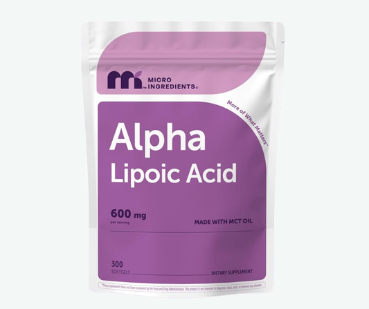 Micro Ingredients - Ácido Alfa Lipoico 600 mg con Aceite MCT | 300 Softgels