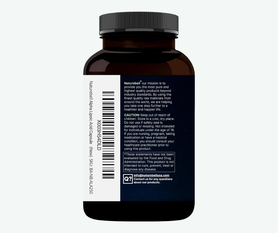 NatureBell - Ácido Alfa Lipoico 600 mg + Complejo B1 – Antioxidante y Soporte Neurológico | 300 Cápsulas