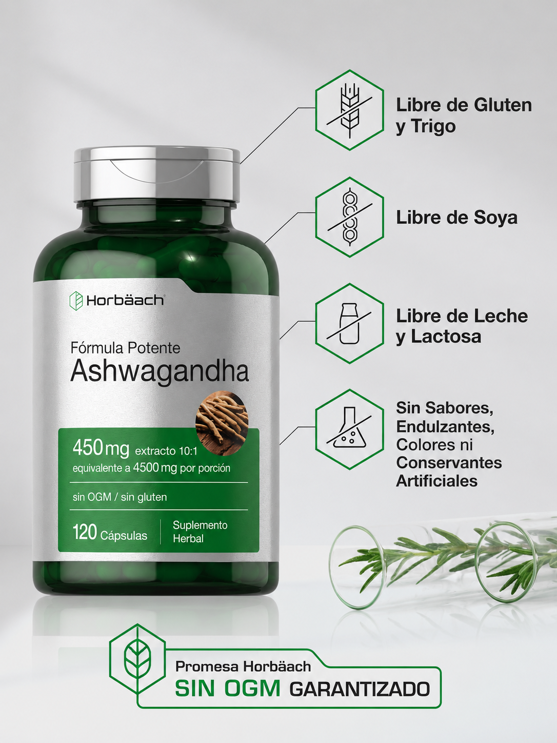 Ashwagandha 450 mg – Suplemento Herbal para Estrés y Bienestar | Horbaach