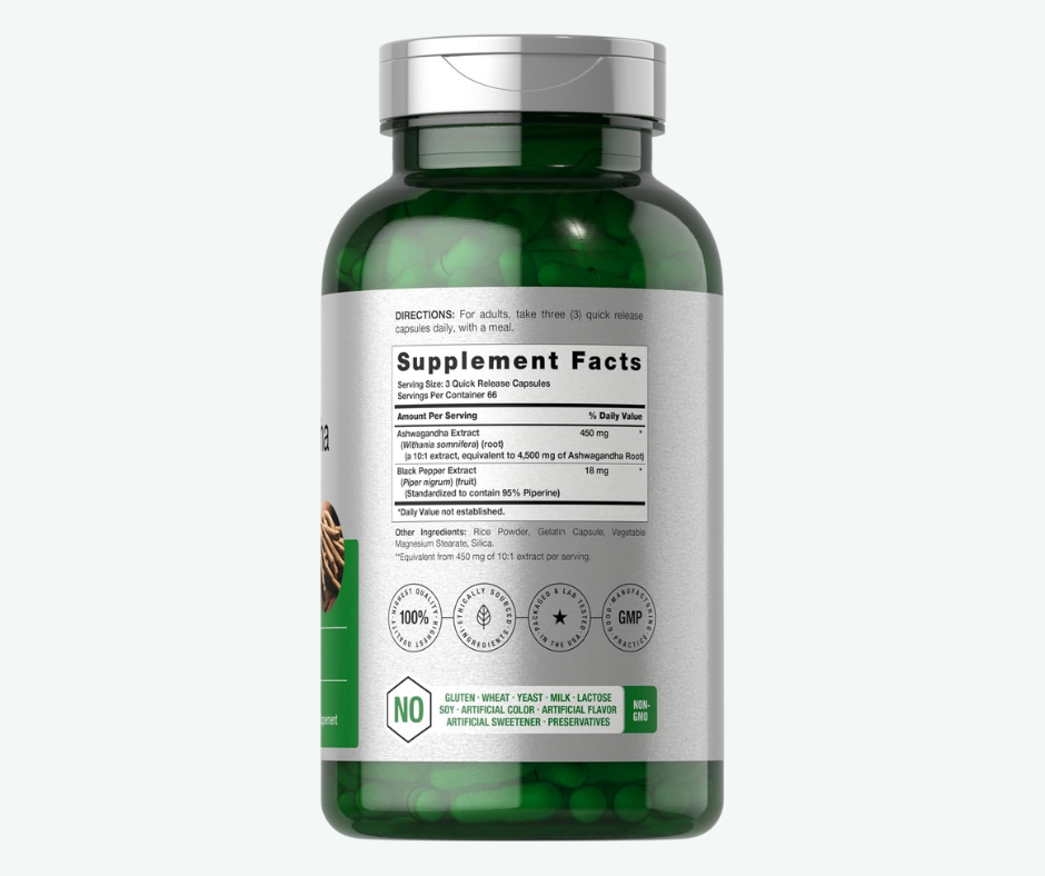 Horbäach - Ashwagandha de 450 mg – Suplemento Herbal para Estrés y Bienestar | Cápsulas
