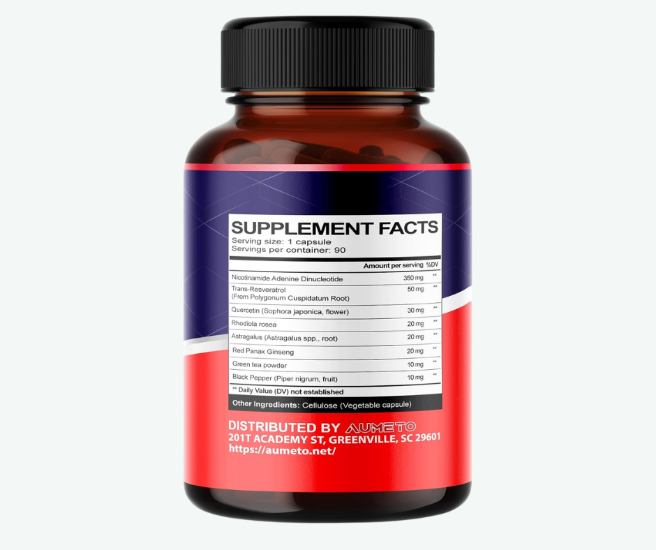 Aumeto - NAD+ Nicotinamida - Energía, Reparación Celular y Salud Cerebral | 90 Cápsulas