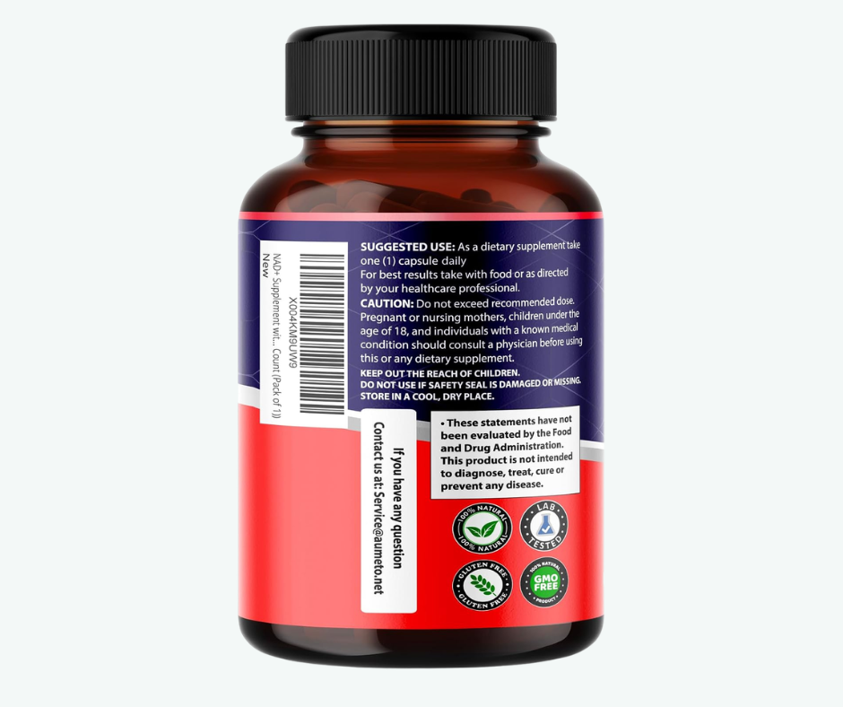 Aumeto - NAD+ Nicotinamida - Energía, Reparación Celular y Salud Cerebral | 90 Cápsulas