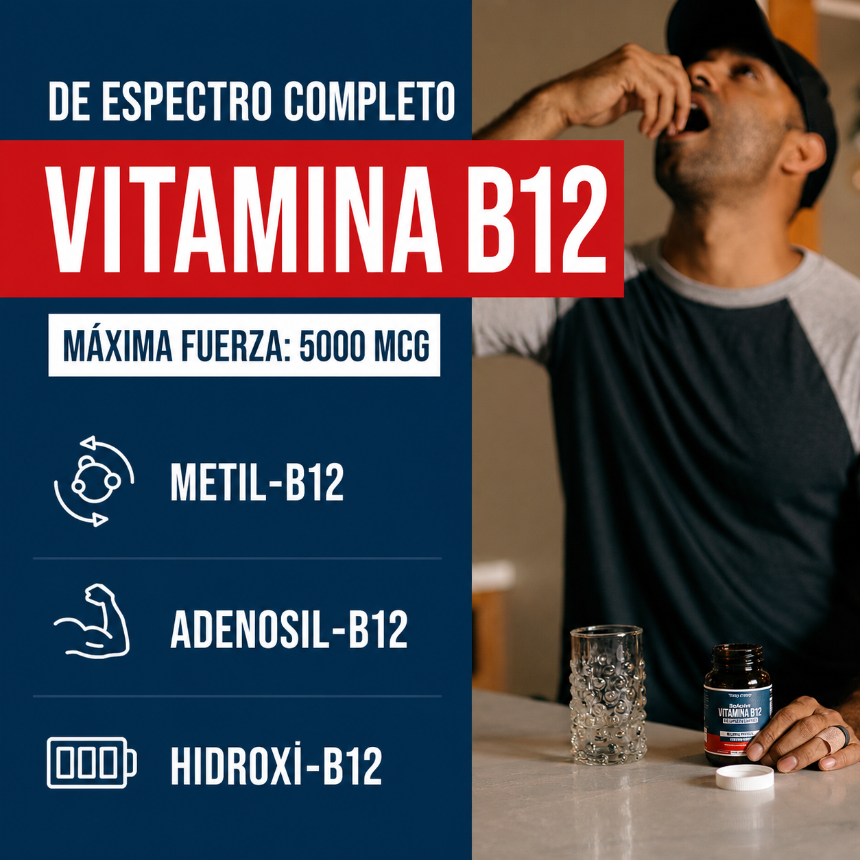 Triquetra - BioActive Vitamina B12 5000 mcg de Espectro Completo | 60 Porciones