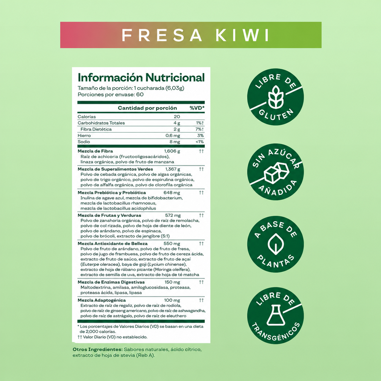Bloom Nutrition - Polvo de Verduras y Superalimentos para la Salud Digestiva - Enzimas Digestivas, Probióticos, Espirulina, Clorela para la Hinchazón y el Bienestar Intestinal Sabor Fresa y Kiwi | Porciones