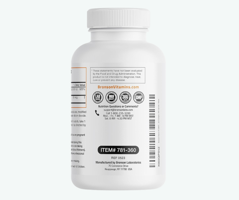Bronson - Vitamina K2 + D3 10,000 IU – Soporte para Huesos y Sistema Inmunológico | Cápsulas
