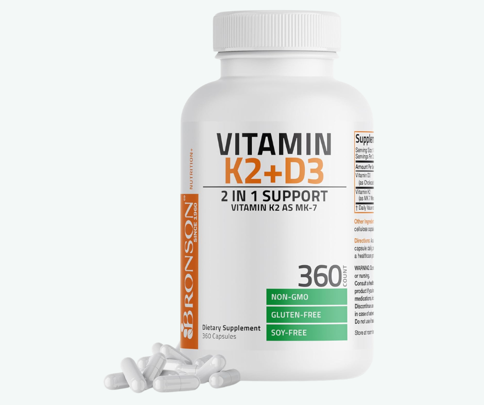 Bronson - Vitamina K2 + D3 10,000 IU – Soporte para Huesos y Sistema Inmunológico | Cápsulas