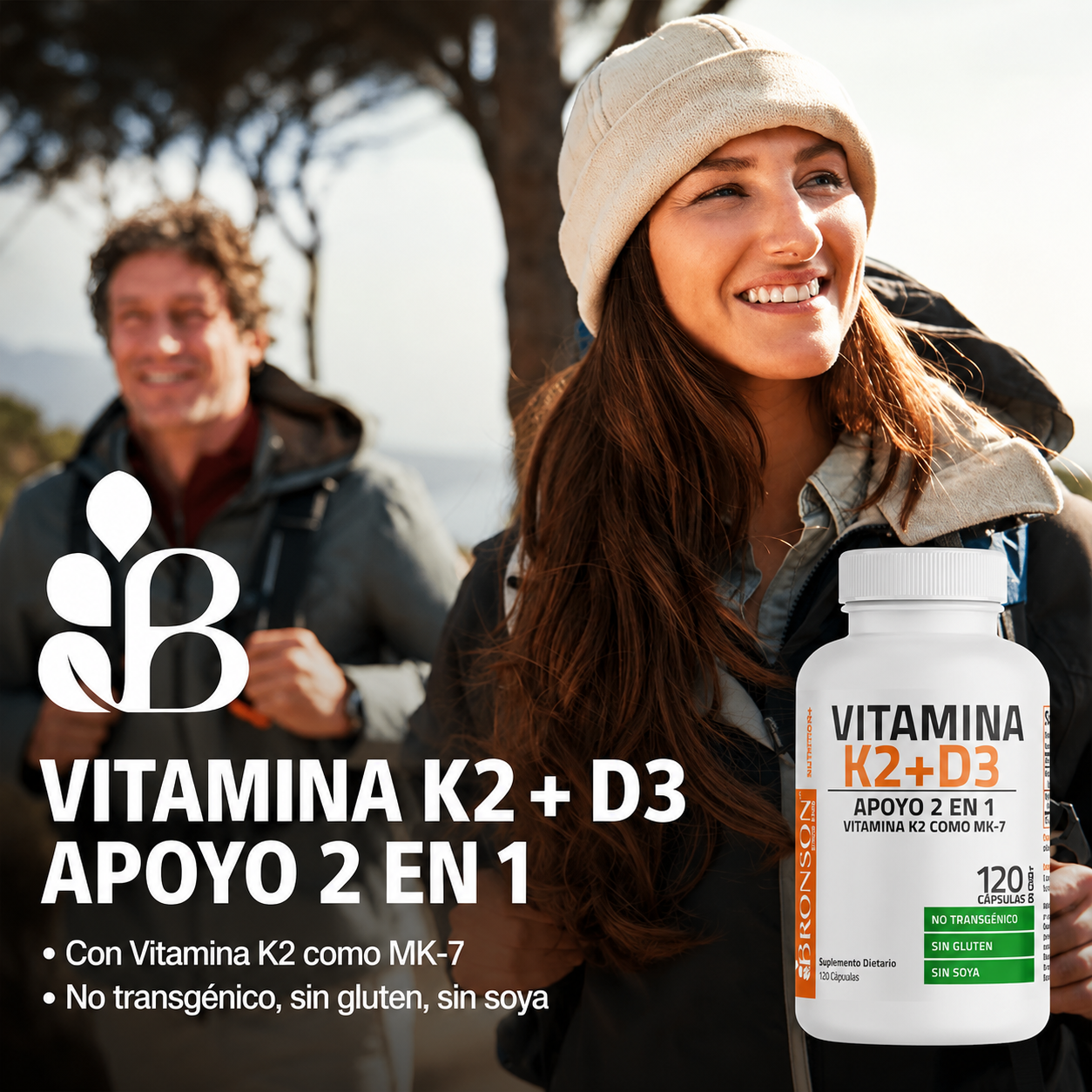 Bronson - Vitamina K2 + D3 10,000 IU – Soporte para Huesos y Sistema Inmunológico | Cápsulas
