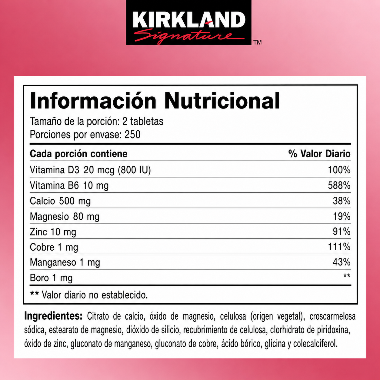 Calcio Citrato de Magnesio & Zinc – Soporte para Huesos y Bienestar General | Kirkland