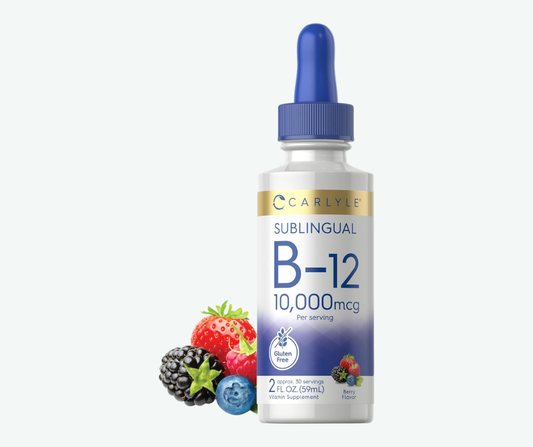 Carlyle - Vitamina B12 Líquida Sublingual 10,000 mcg – Sabor Berry – 2 fl oz (59 mL)