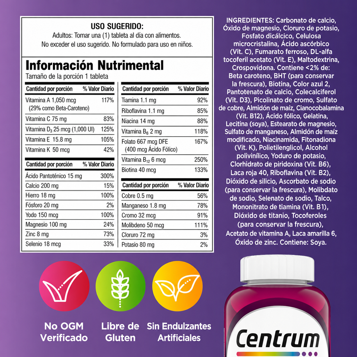 GSK - Centrum Multivitamínico para Mujer Completo – Tabletas | Energía, Inmunidad y Salud Femenina