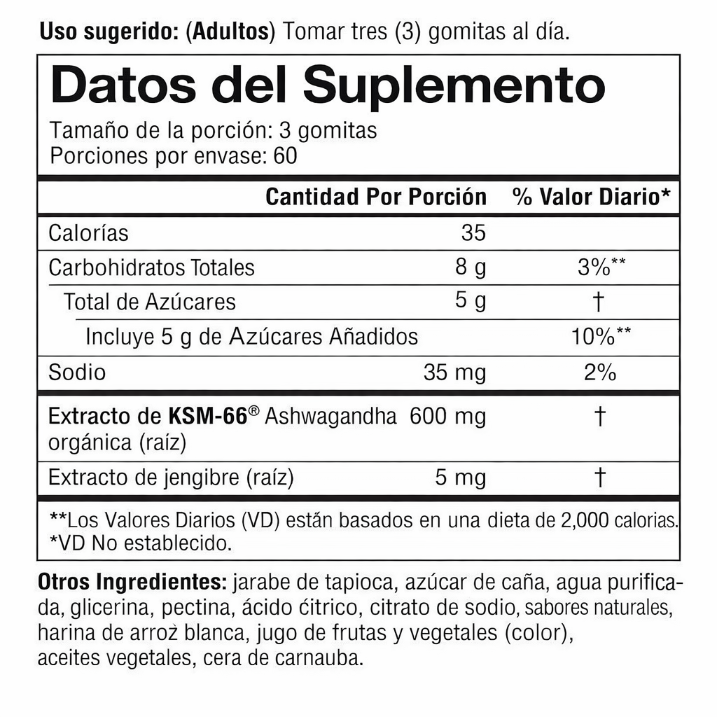 Youtheory - Ashwagandha Gomitas KSM-66® 200 mg por Gomita – Antiestrés y Equilibrio del Cortisol | 180 Gomitas