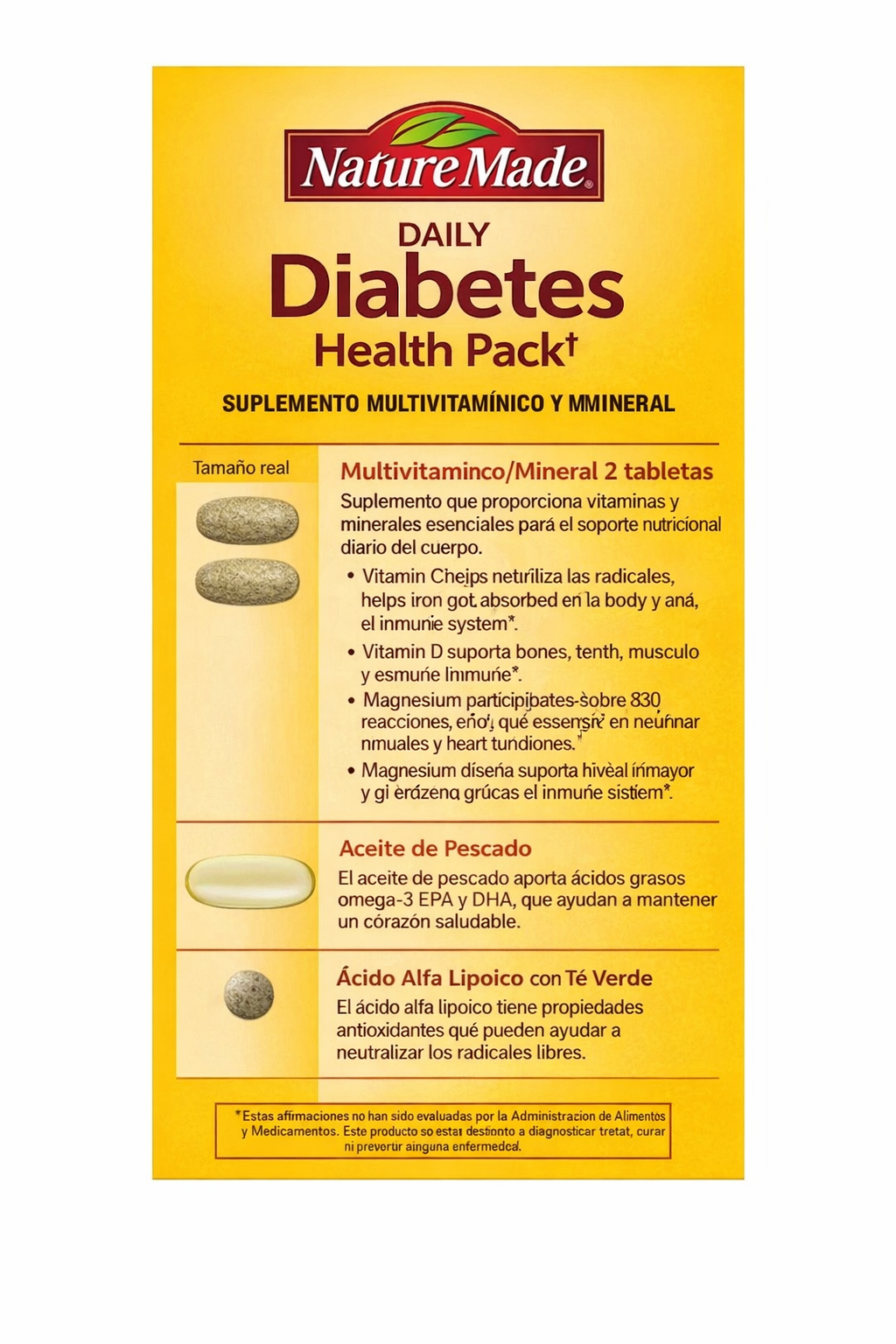 Nature Made Daily Diabetes Health Pack 60 Sobres – Vitaminas y Minerales para la Salud en Diabetes