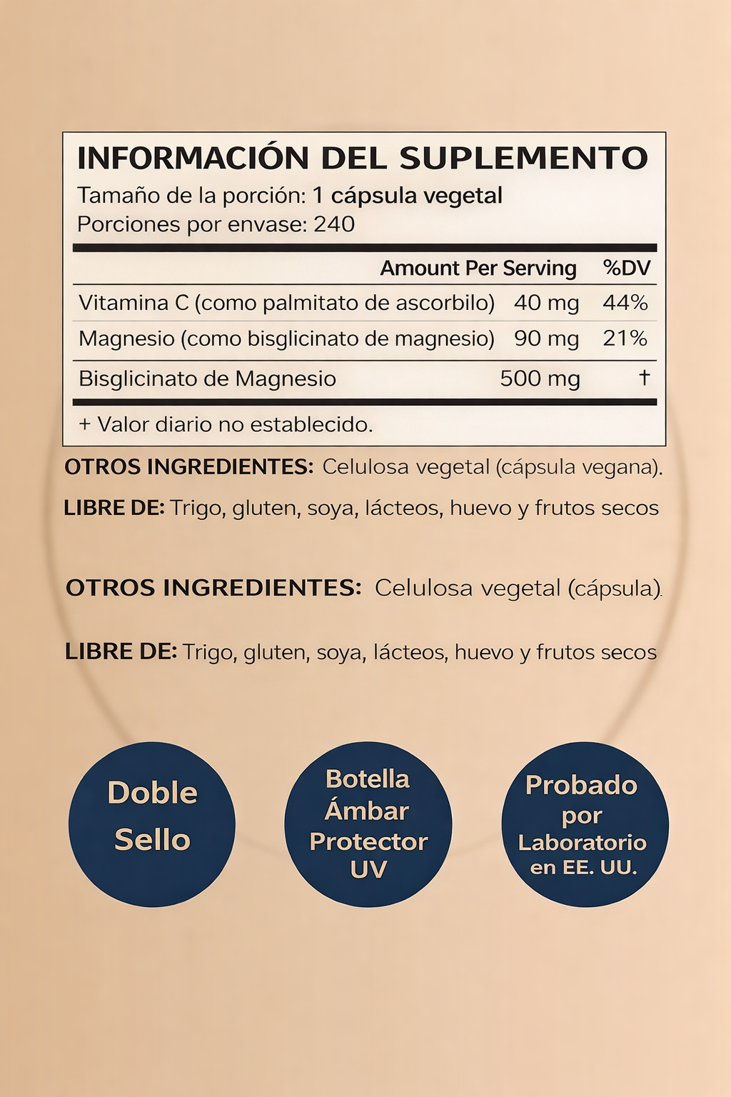 Glicinato de Magnesio 500 mg NatureBell – 240 Cápsulas | Magnesio de Alta Absorción para Músculos, Estrés y Sueño