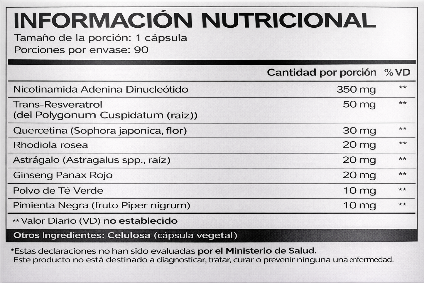 Aumeto NAD+ Nicotinamida 90 Cápsulas | Energía, Reparación Celular y Salud Cerebral