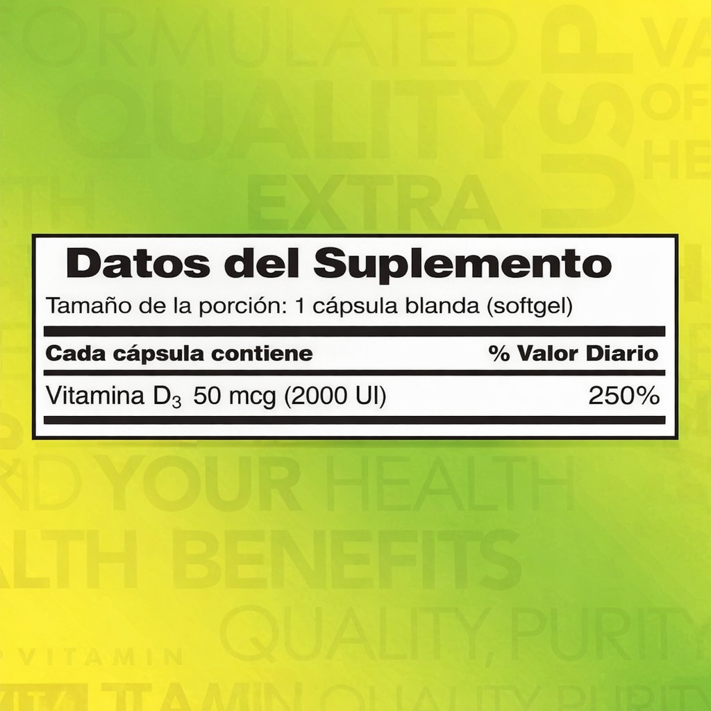 Kirkland Signature - Vitamina D3 50 mcg (2000 IU) – Soporte Inmunológico y Óseo – 600 Softgels