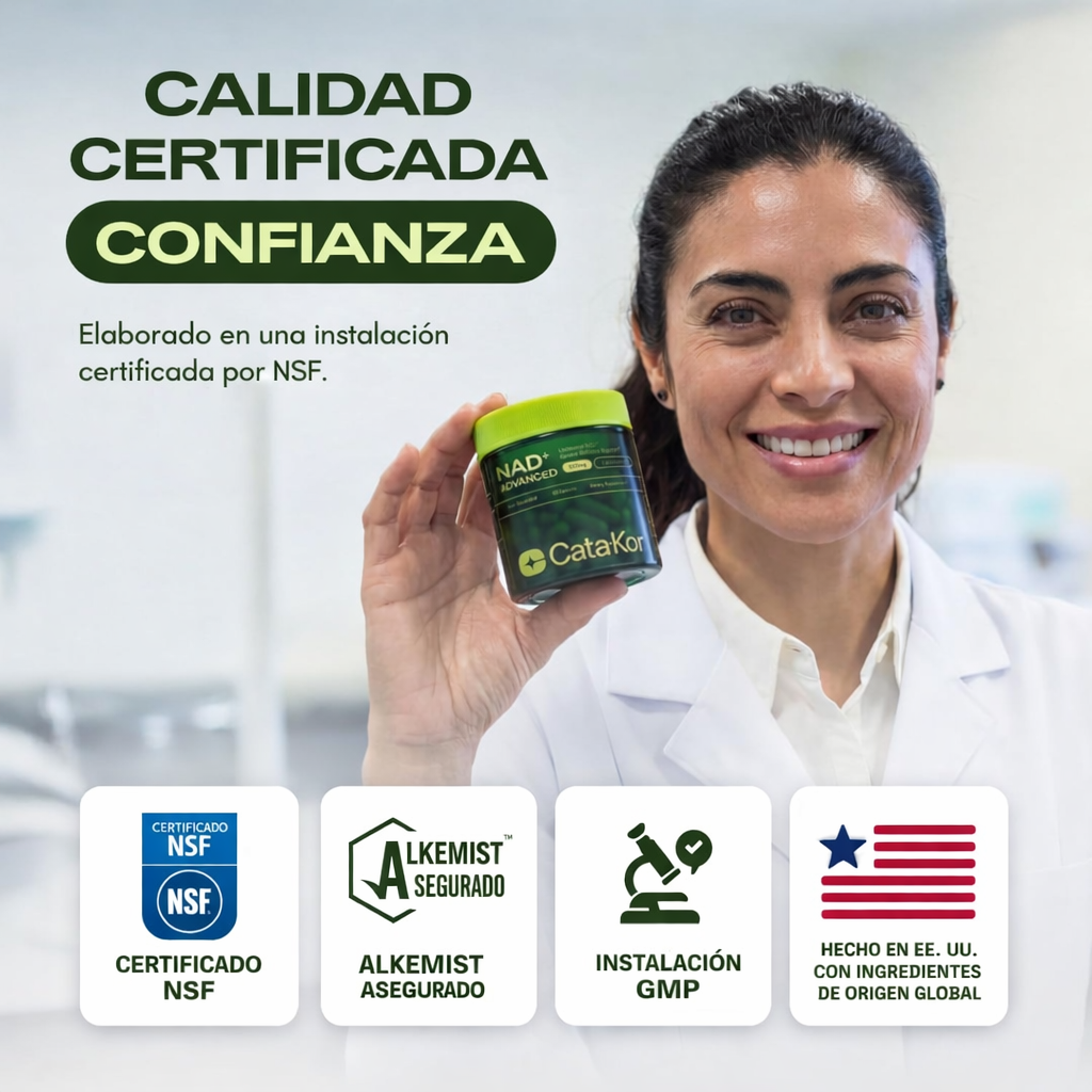 NAD+ Advanced 500 mg con Resveratrol – Energía Celular y Anti-Envejecimiento | 60 Cápsulas | Cata-Kor