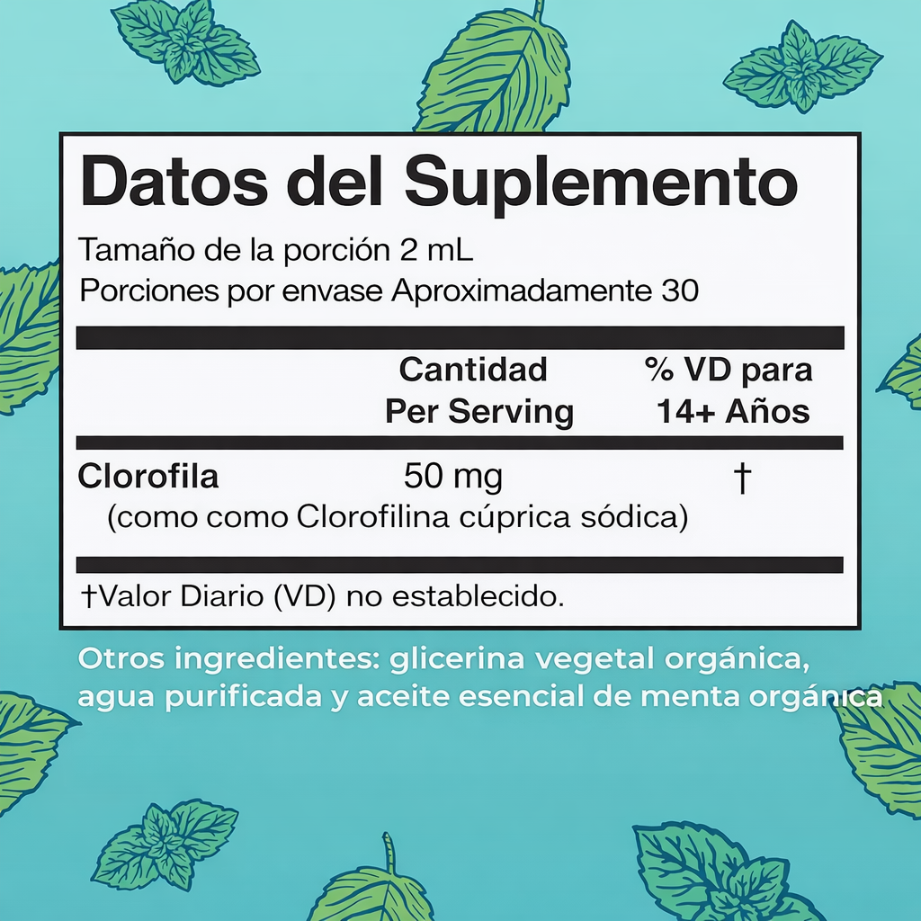 MaryRuth’s - Clorofila Líquida Vegana de 50 mg – Detox Natural, Energía y Control de Olor Corporal | Sabor Menta - 60 mL