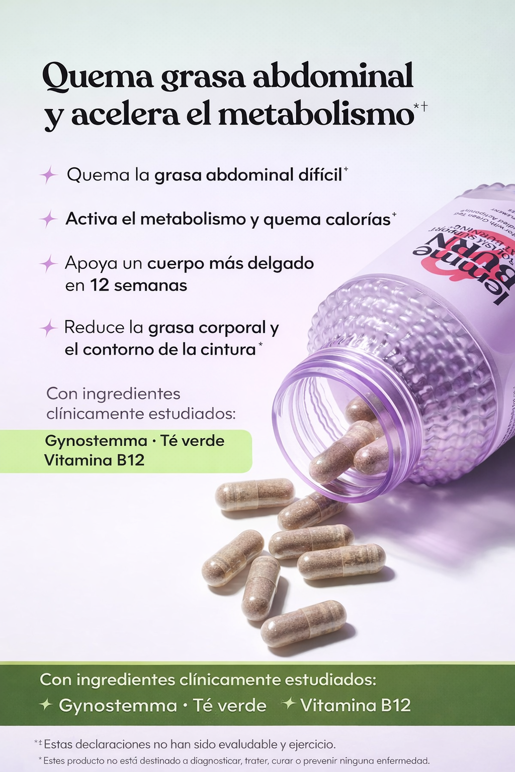 Lemme Burn – Activador de Metabolismo con Té Verde y Vitaminas B | 60 Cápsulas