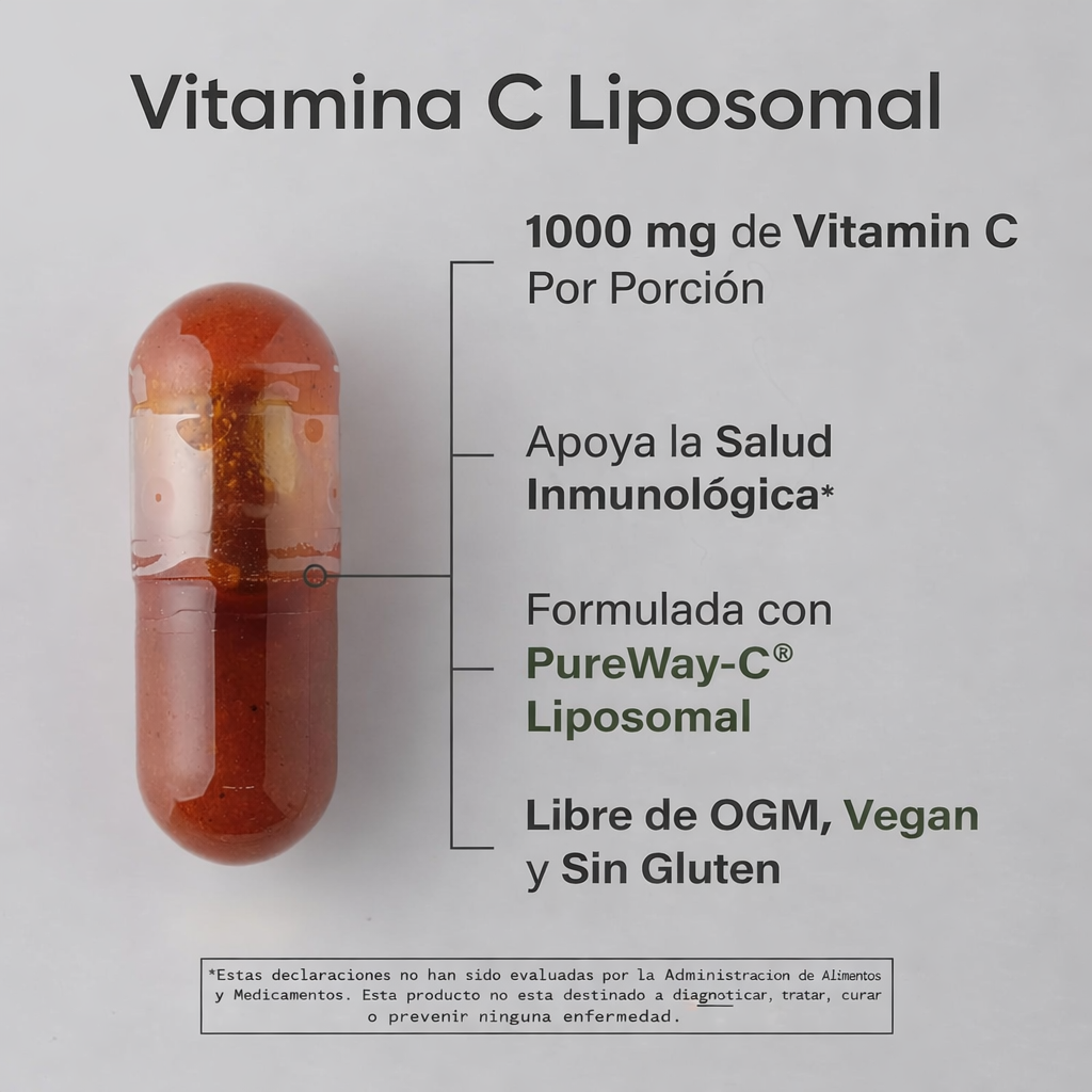 Sports Research - Vitamina C Liposomal 1000 mg – Alta Absorción - Refuerza Defensas | 180 Cápsulas Veganas