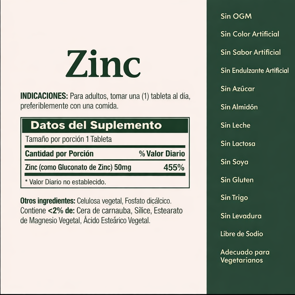 Zinc 50 mg – Soporte para Sistema Inmunológico | Nature's Bounty