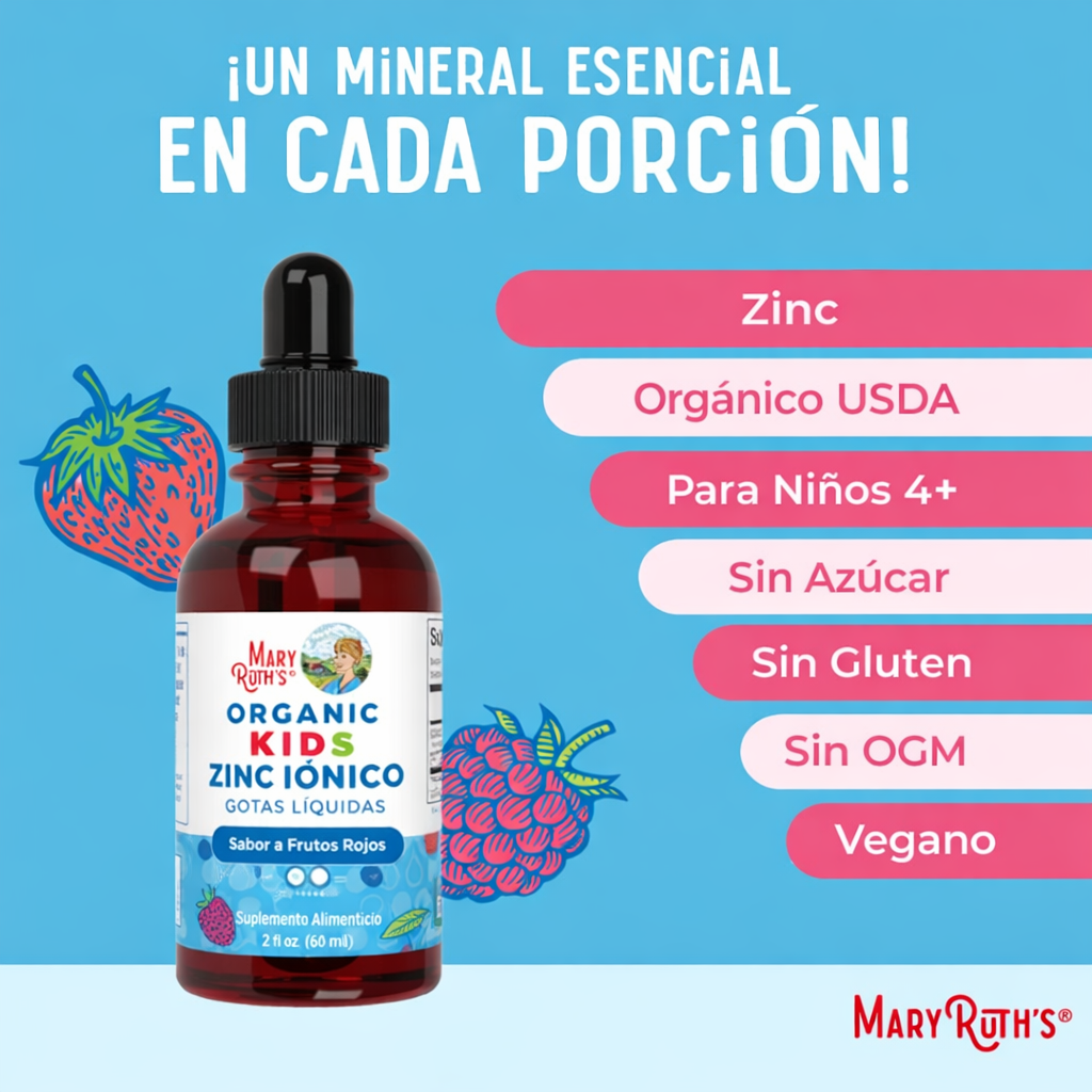Organic Kids Ionic Zinc – Zinc Líquido Orgánico para Niños | Inmunidad y Desarrollo | MaryRuth’s