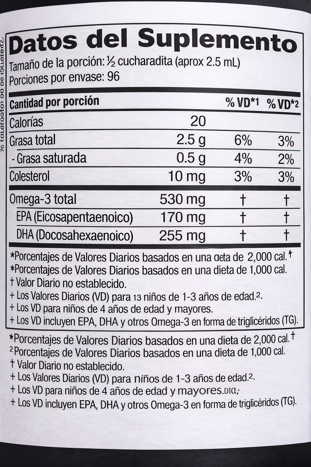 Children’s DHA 530 mg Omega-3 para Niños – Soporte Cerebral y Cognitivo | 237 ml