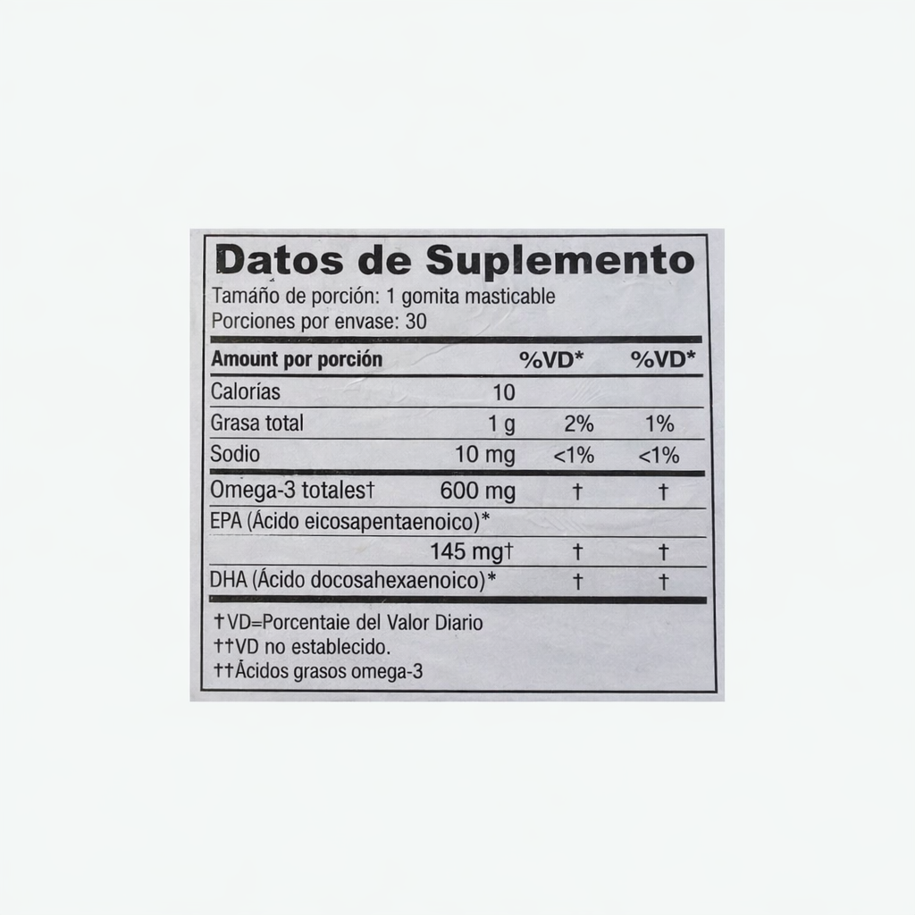 Children’s DHA Omega-3 para Niños – Soporte Cerebral y Visual | 30 Gomitas