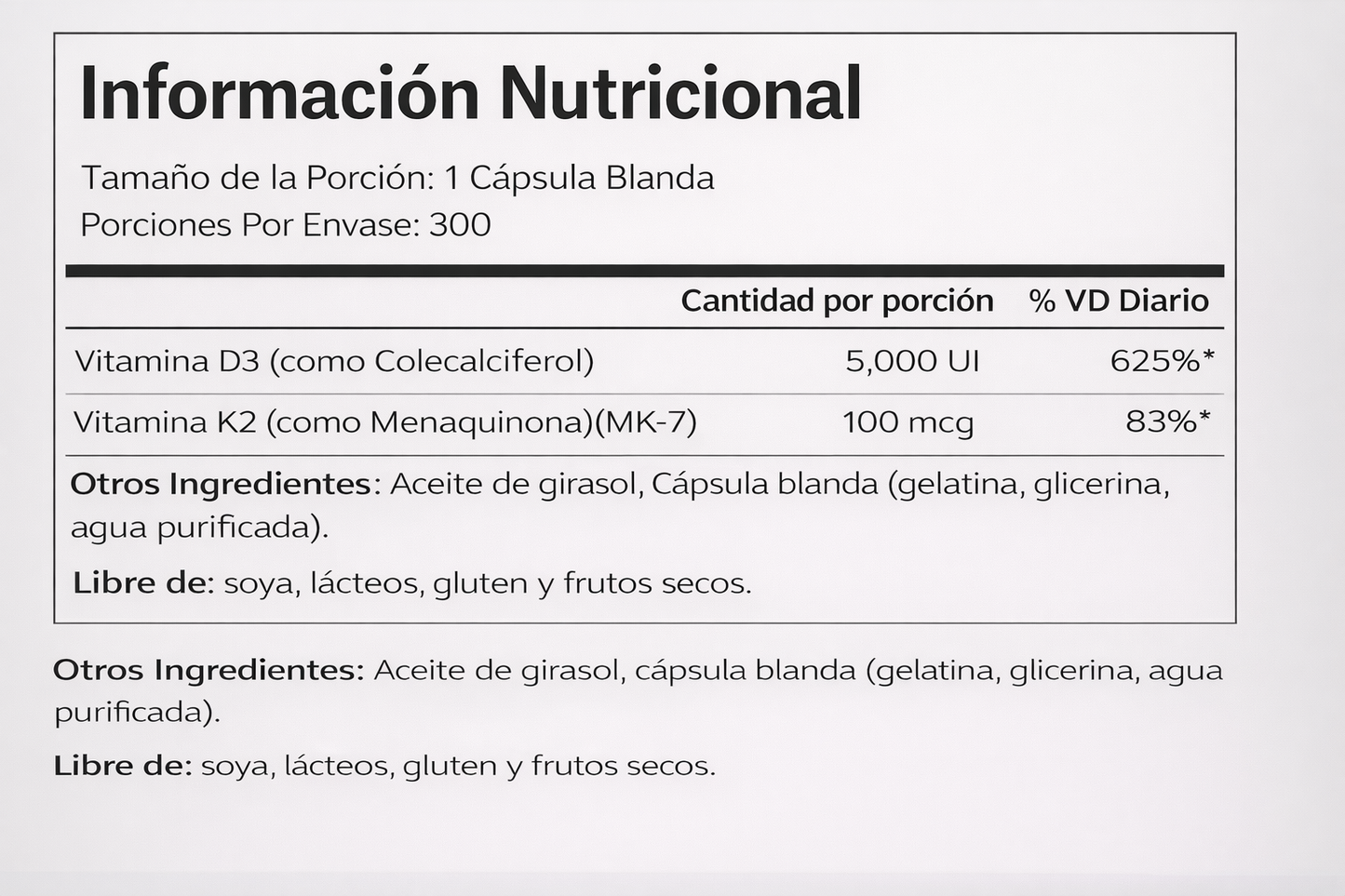 Micro Ingredients Vitamin D3 + K2 300 Softgels – Soporte para Huesos, Sistema Inmunológico y Salud Cardiovascular