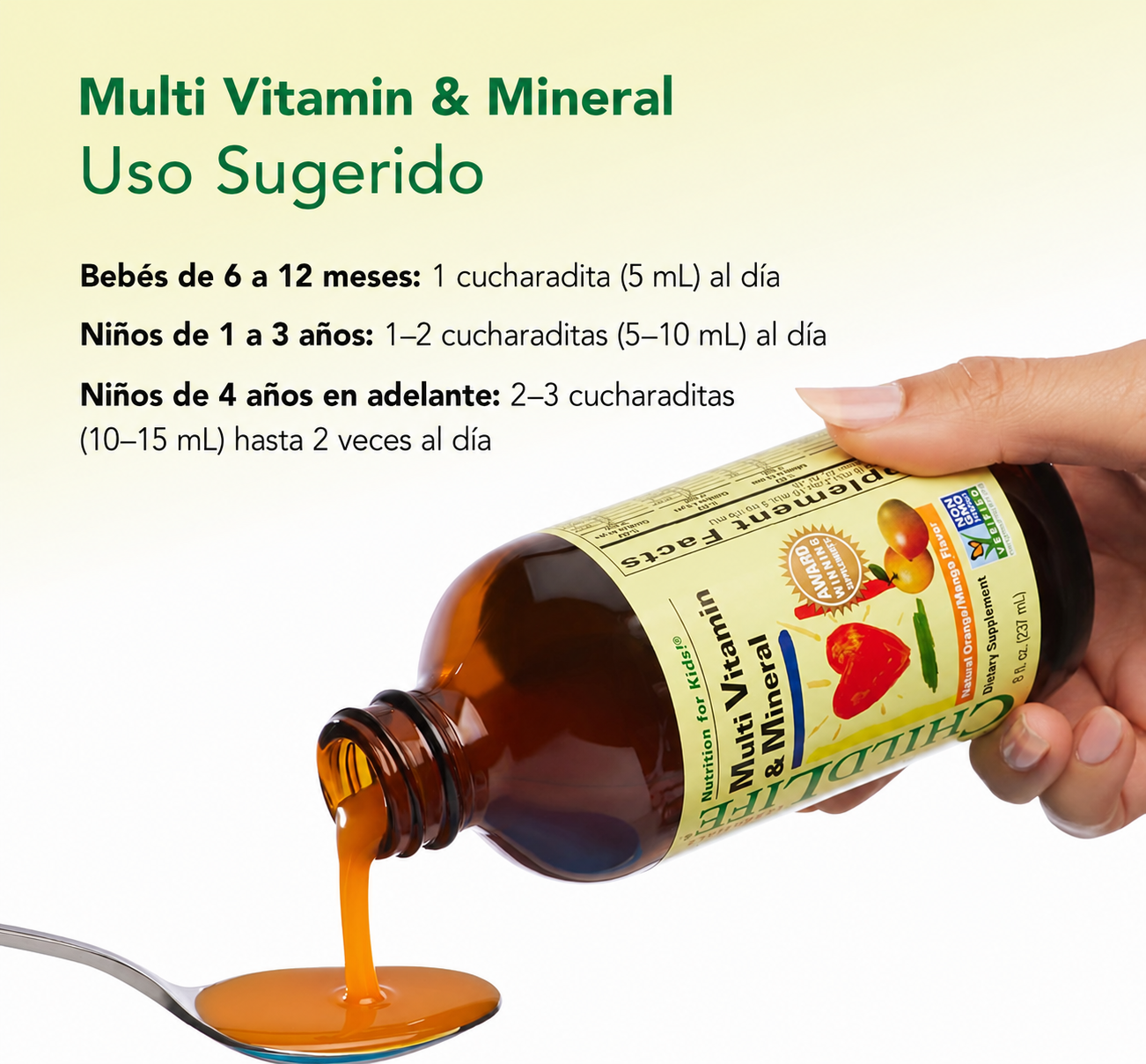 ChildLife – Multivitamínico Líquido para Niños con Vitaminas y Minerales Esenciales | 237 mL