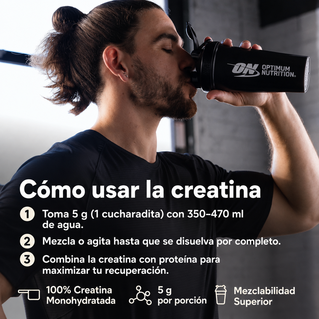 Optimum Nutrition - Creatina en Polvo Micronizada – Creatina Monohidratada Micronizada para Fuerza y Rendimiento | 300 Gr, 600 Gr y 1.2 Kg