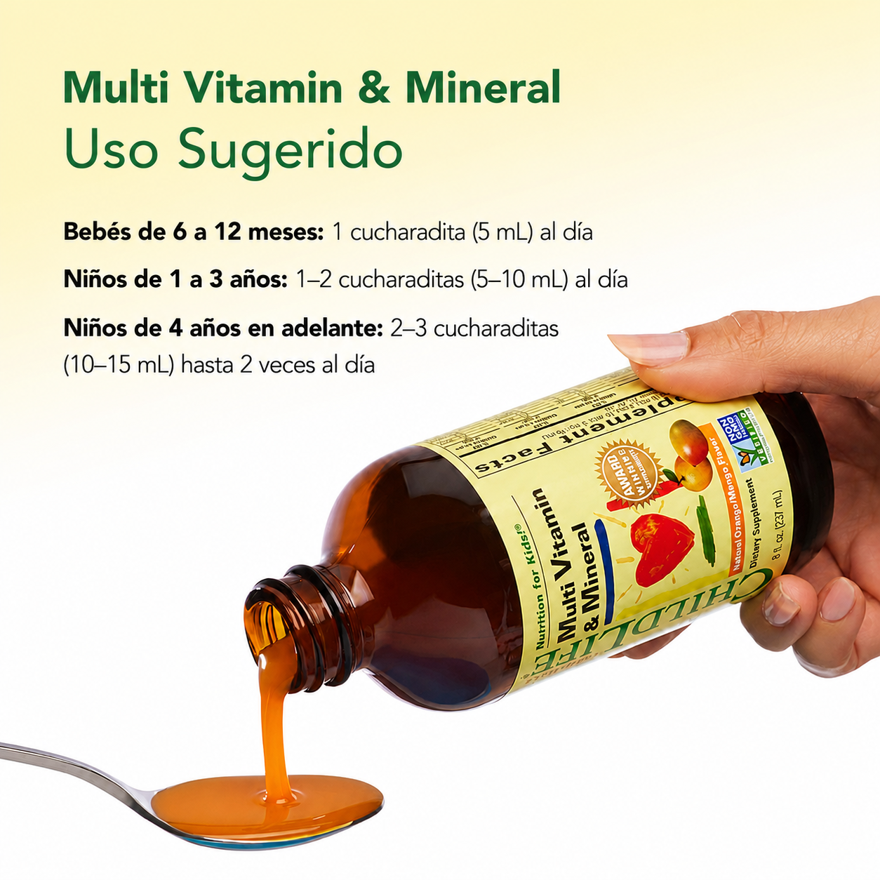 ChildLife - Multivitamínico Líquido para Niños con Vitaminas y Minerales Esenciales | 237 mL