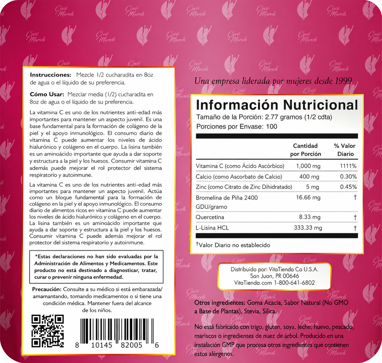 Cocó March - Vitamina C en Polvo + Colágeno – Colágeno con Vitamina C para Piel, Cabello y Articulaciones | 277 g