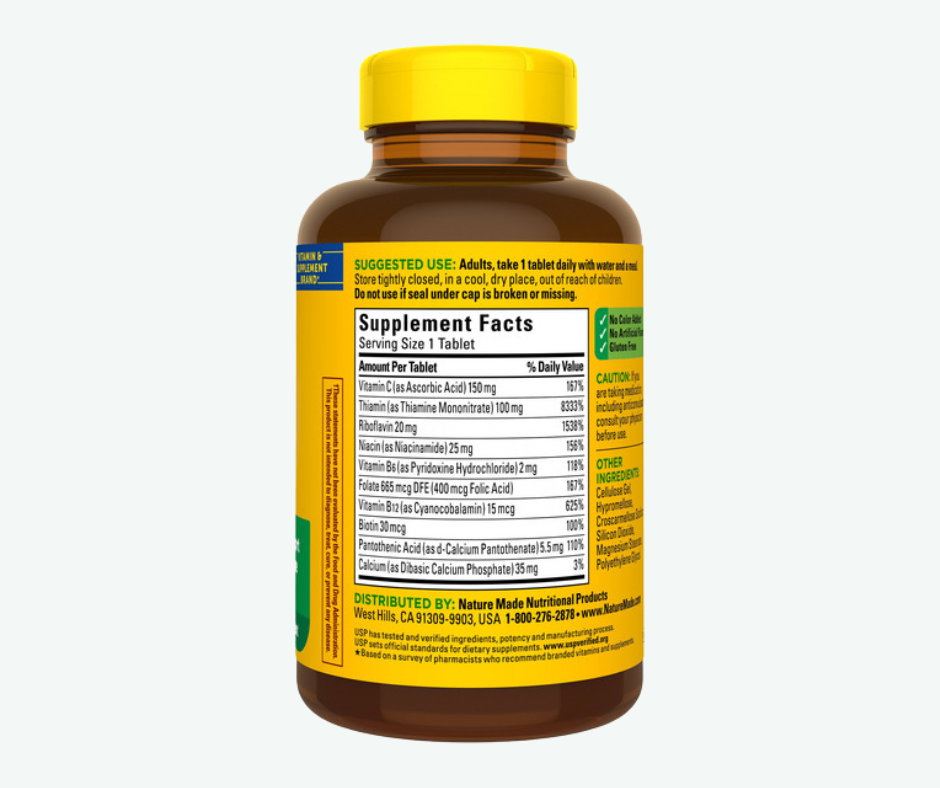 Complejo B con vitamina C – 460 Tabletas | Nature Made