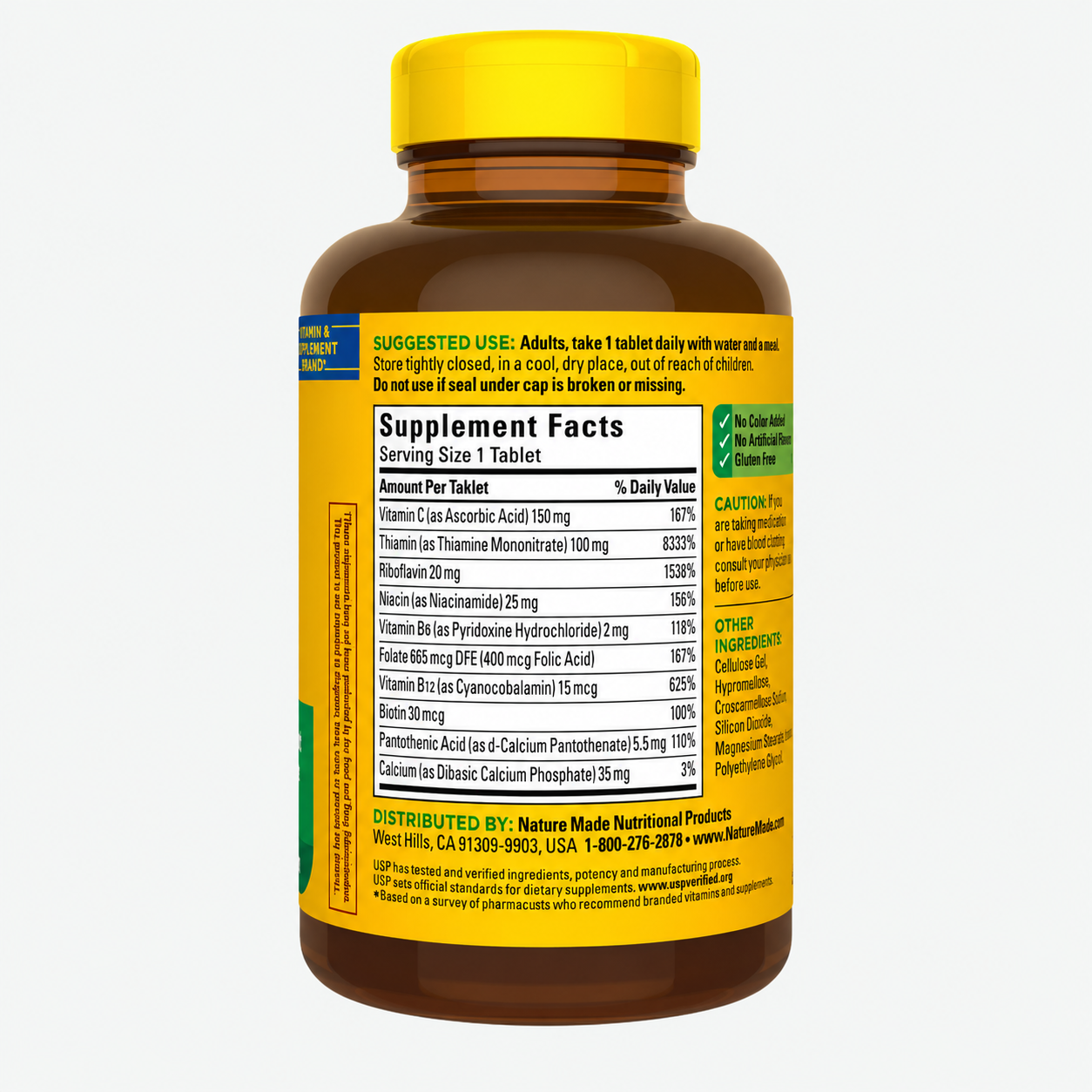 Nature Made - Complejo B con Vitamina C y Ácido Fólico - Complemento Alimenticio para Reforzar el Sistema Inmunitario | 460 Tabletas
