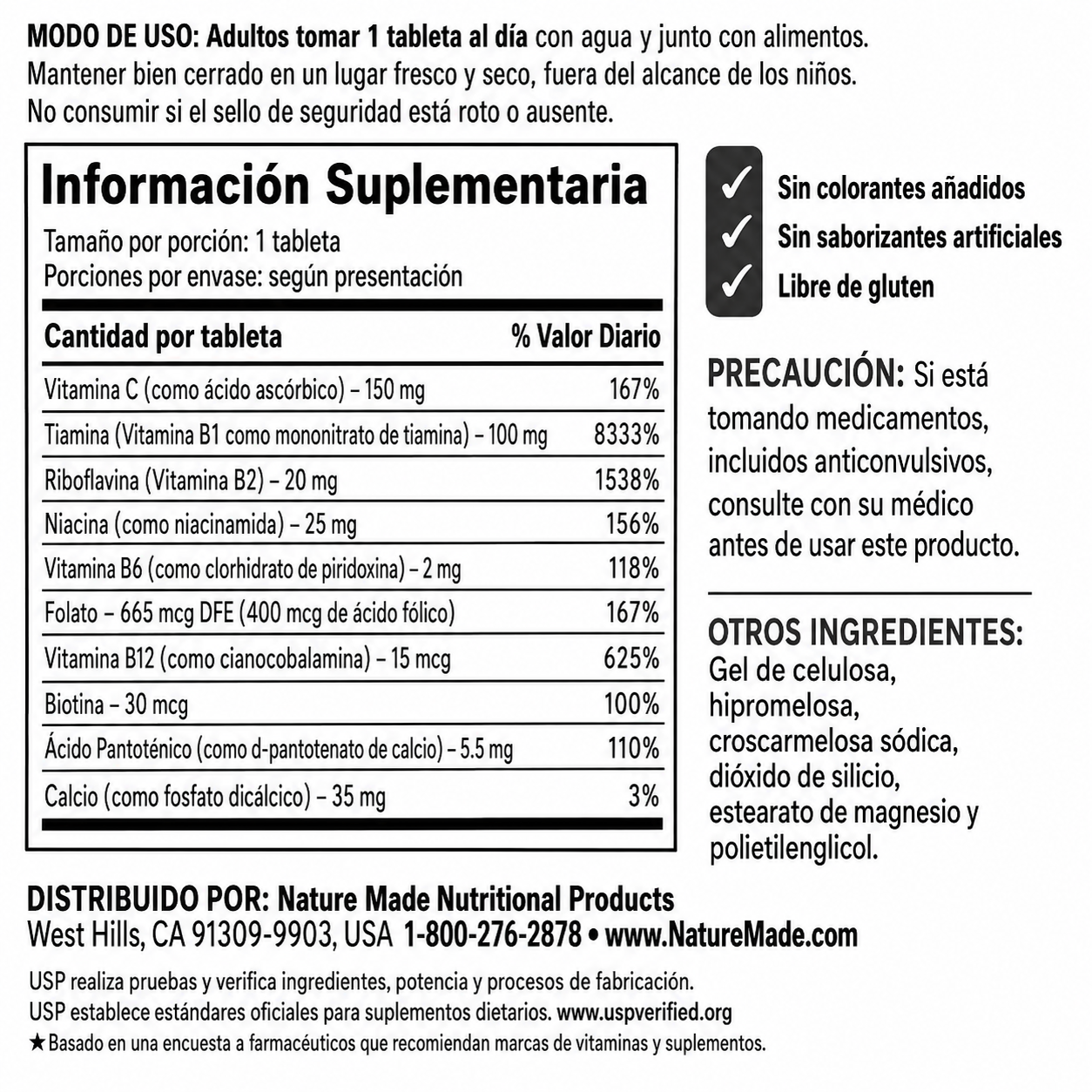 Complejo B con vitamina C – 460 Tabletas | Nature Made