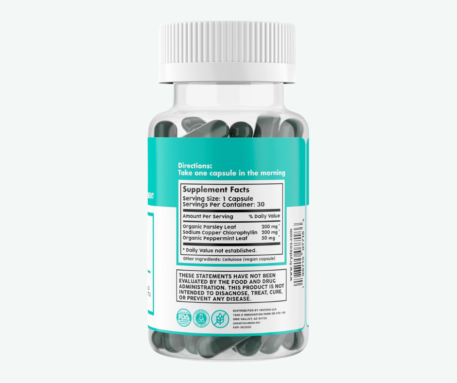 Deos 30 Cápsulas – Suplemento para Control del Olor Corporal y Apoyo Digestivo