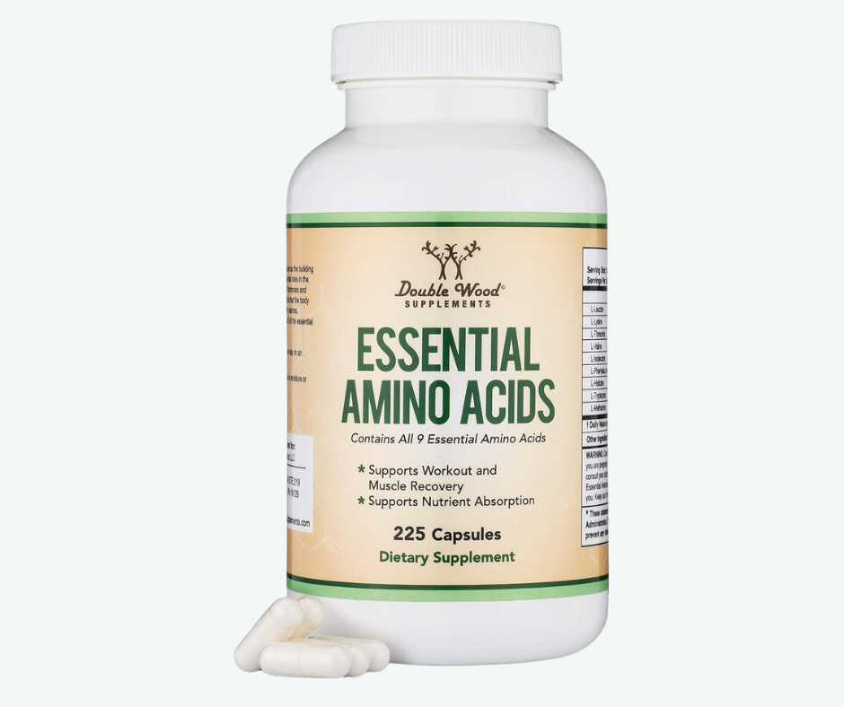 Double Wood - Aminoácidos Esenciales - Mezcla en Polvo por Ración que contiene los 9 Aminoácidos Esenciales (EAA) y todos los Aminoácidos de la Cadena Ramificada (BCAA) (Leucina, Isoleucina y Valina) Sin Gluten | 225 Cápsulas