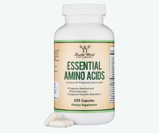 Double Wood - Aminoácidos Esenciales - Mezcla en Polvo por Ración que contiene los 9 Aminoácidos Esenciales (EAA) y todos los Aminoácidos de la Cadena Ramificada (BCAA) (Leucina, Isoleucina y Valina) Sin Gluten | 225 Cápsulas