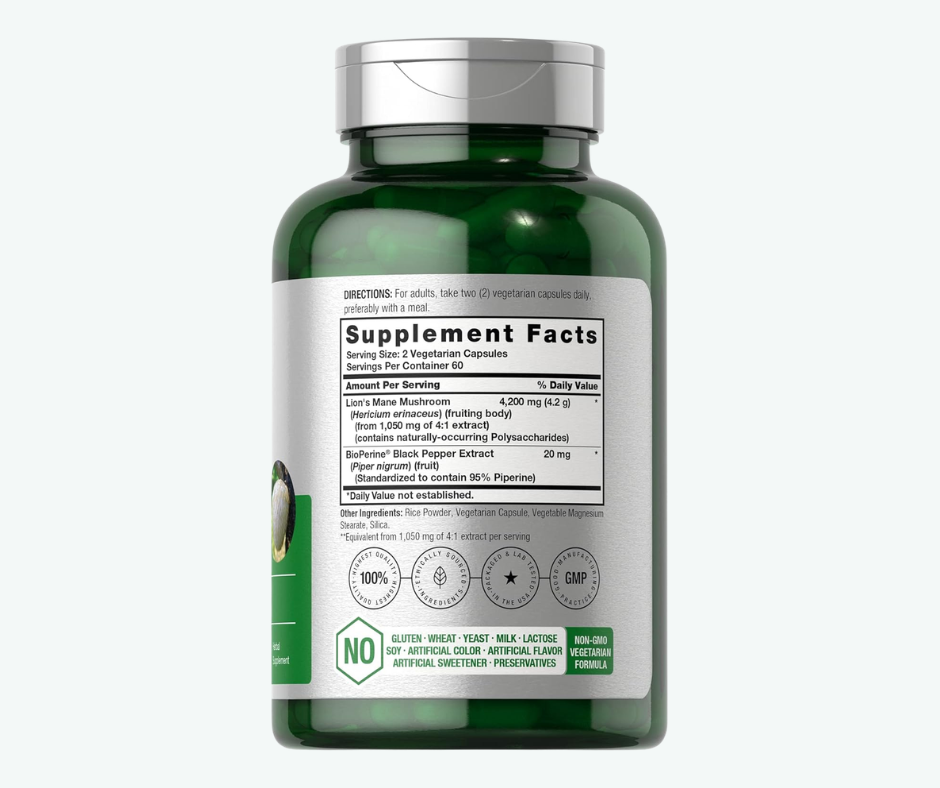 Extracto de Melena de León 4200 mg – 120 Cápsulas | Horbäach