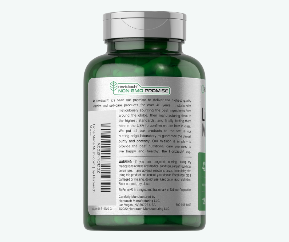 Extracto de Melena de León 4200 mg – 120 Cápsulas | Horbäach