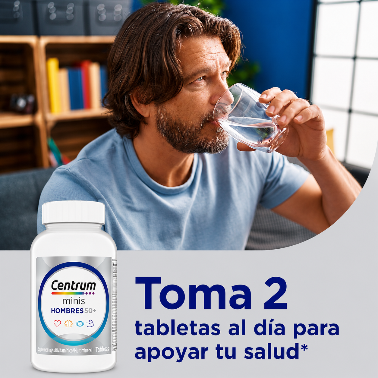 GSK - Centrum Minis Multivitamínico para Hombres Mayores de 50 Años - Suplemento Multivitamínico y Multimineral, Vitamina D3, Vitaminas del Grupo B y Zinc - Favorece la Memoria y las Funciones Cognitivas en las Personas Mayores | 280 Tabletas