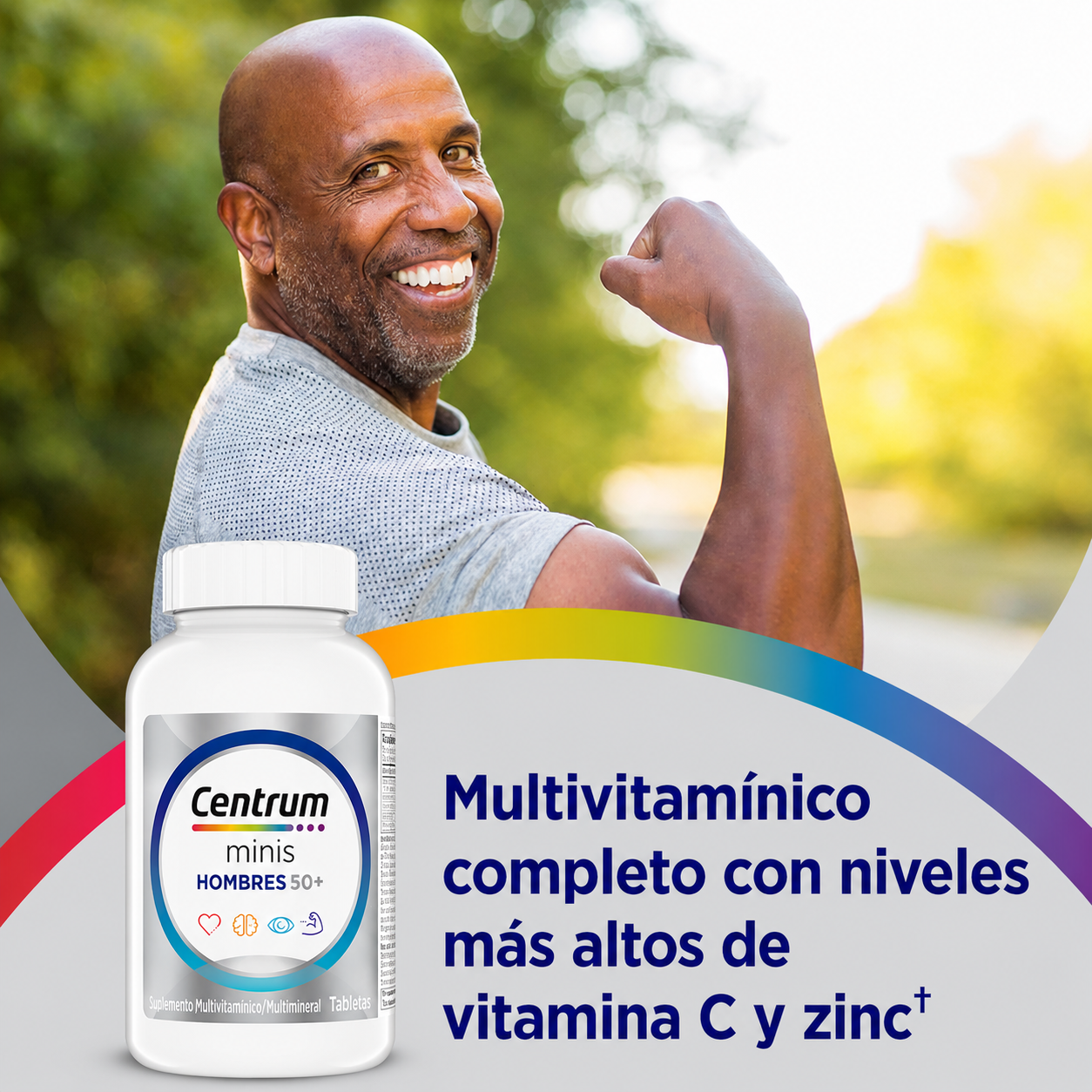 GSK - Centrum Minis Multivitamínico para Hombres Mayores de 50 Años - Suplemento Multivitamínico y Multimineral, Vitamina D3, Vitaminas del Grupo B y Zinc - Favorece la Memoria y las Funciones Cognitivas en las Personas Mayores | 280 Tabletas