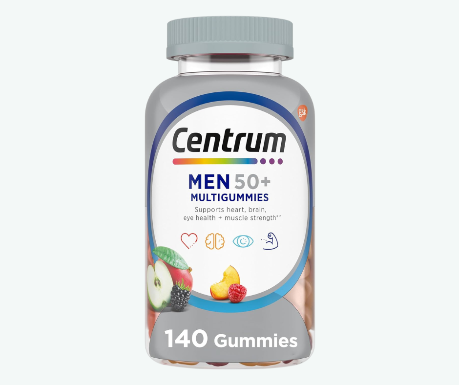 GSK - Centrum Multi Gomitas para Hombres Mayores de 50 Años - Suplemento Multivitamínico y Multimineral con Vitaminas D3, E, B6 y B12 con Sabor a Frutas Variadas | 140 Gomitas
