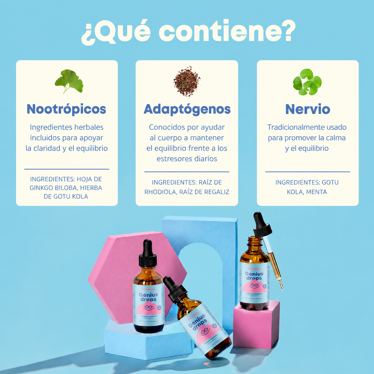 JoySpring - Genius Drops (Ginkgo Biloba para Niños) | Enfoque, Atención y Concentración | 30 ml