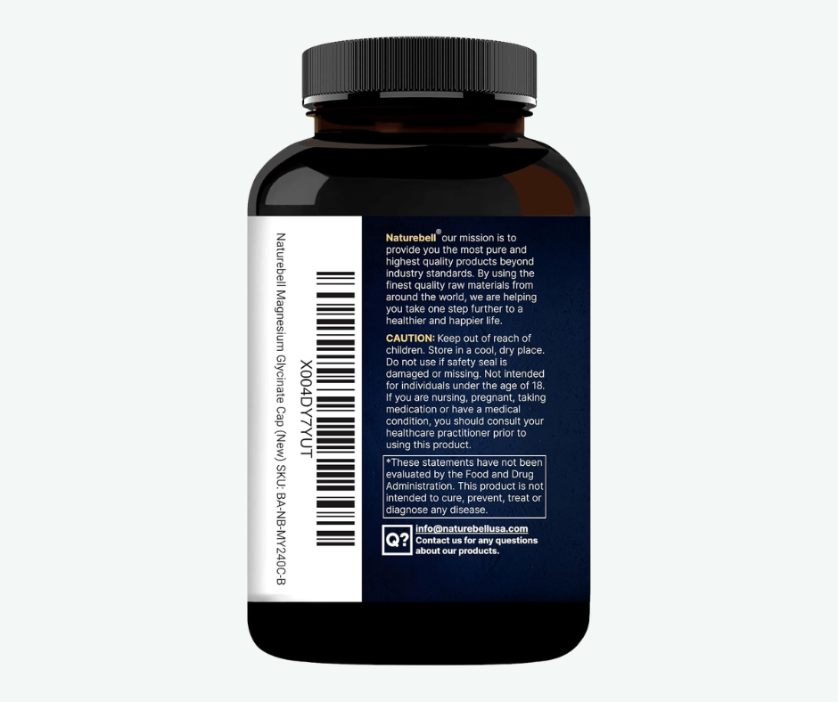 Glicinato de Magnesio 500 mg NatureBell – 240 Cápsulas | Magnesio de Alta Absorción para Músculos, Estrés y Sueño