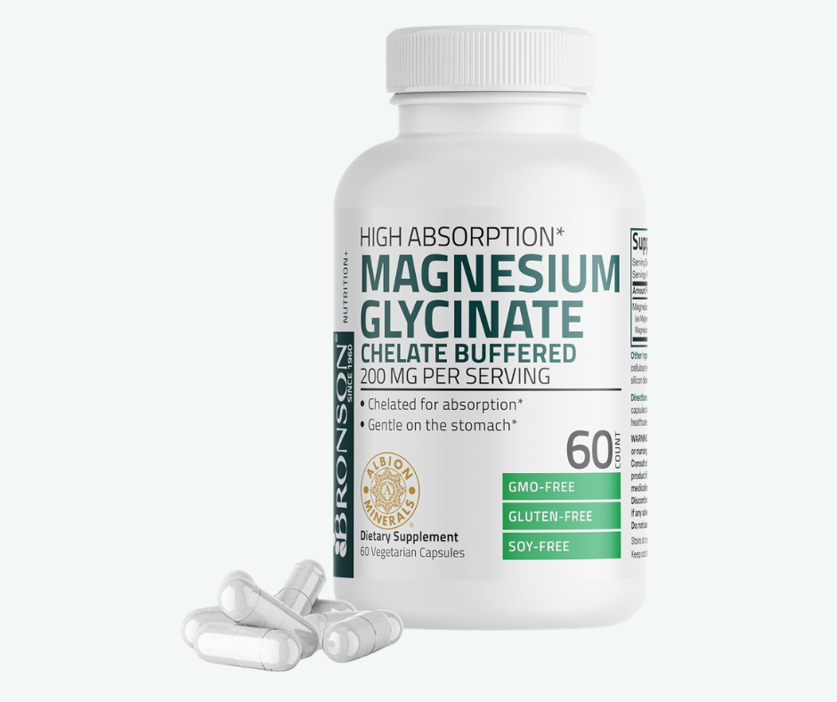 Glicinato de Magnesio 200 mg – Alta Absorción | Bronson | Cápsulas Vegetales | Apoyo para Estrés, Sueño y Músculos